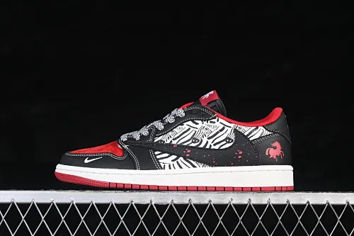 All categories Air Jordan Jordan series basketball shoes Air Jordan 1 Low High-end customized low-top sneakers Travis Scott x Fragment Design x Air Jordan 1 Low OG SP AJ1 Joe 1 Year of the Horse limited black and red zebra low-top cultural casual sneakers DZ2688-109